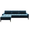 Modrá sametová rohová pohovka MESONICA Musso Tufted, levá, 248 cm