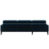 Modrá sametová rohová pohovka MESONICA Musso Tufted, levá, 248 cm