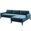 Modrá sametová rohová pohovka MESONICA Musso Tufted, pravá, 248 cm