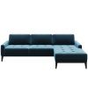 Modrá sametová rohová pohovka MESONICA Musso Tufted, pravá, 248 cm