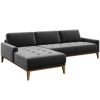 Tmavě šedá sametová rohová pohovka MESONICA Musso Tufted, levá, 248 cm