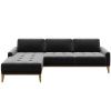 Tmavě šedá sametová rohová pohovka MESONICA Musso Tufted, levá, 248 cm