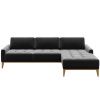 Tmavě šedá sametová rohová pohovka MESONICA Musso Tufted, pravá, 248 cm