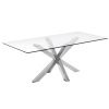 Skleněný jídelní stůl Kave Home Argo 200 x 100 cm s nerezovou podnoží