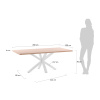 Dubový jídelní stůl Kave Home Argo 200 x 100 cm s bílou kovovou podnoží