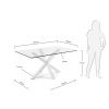 Skleněný jídelní stůl Kave Home Argo 180 x 100 cm s bílou kovovou podnoží