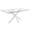 Skleněný jídelní stůl Kave Home Argo 180 x 100 cm s bílou kovovou podnoží