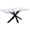 Skleněný jídelní stůl Kave Home Argo 180 x 100 cm s černou kovovou podnoží