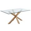 Skleněný jídelní stůl Kave Home Argo 180 x 100 cm s přírodní kovovou podnoží