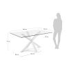 Skleněný jídelní stůl Kave Home Argo 160 x 90 cm s bílou kovovou podnoží