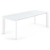 Bílý skleněný rozkládací jídelní stůl Kave Home Axis 160/220 x 90 cm