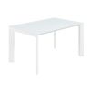 Bílý skleněný rozkládací jídelní stůl Kave Home Axis 160/220 x 90 cm