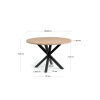 Dubový jídelní stůl Kave Home Argo 120 cm s černou kovovou podnoží