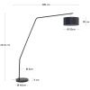Černá kovová stojací lampa s bavlněným stínidlem Kave Home Ciana 221,5 cm