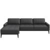Tmavě šedá kožená rohová pohovka MESONICA Musso Tufted, levá, 248 cm