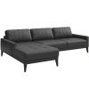 Tmavě šedá kožená rohová pohovka MESONICA Musso Tufted, levá, 248 cm