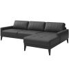 Tmavě šedá kožená rohová pohovka MESONICA Musso Tufted, pravá, 248 cm