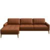 Hnědá kožená rohová pohovka MESONICA Musso Tufted, levá, 248 cm
