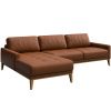 Hnědá kožená rohová pohovka MESONICA Musso Tufted, levá, 248 cm
