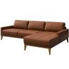 Hnědá kožená rohová pohovka MESONICA Musso Tufted, pravá, 248 cm