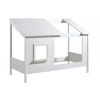 Bílá dřevěná dětská postel Vipack Housebed 90 x 200 cm s otevřenou střechou