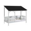 Bílá dřevěná dětská postel Vipack Housebed 90 x 200 cm s černou střechou