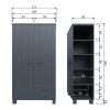 Ocelově šedá borovicová šatní skříň se zásuvkami Koben 202 x 111 cm II. -fv-interier-25