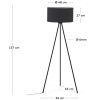 Černá látková stojací lampa Kave Home Ikia 157 cm