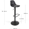 Černá koženková barová židle Kave Home Orlando s černou podnoží 60-82 cm