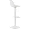 Bílá koženková barová židle Kave Home Orlando s bílou podnoží 60-82 cm