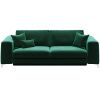 Tmavě zelená sametová třímístná rozkládací pohovka DEVICHY Rothe 256 cm