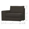 Antracitově šedý látkový koncový modul Flaireen 115 cm, levý
