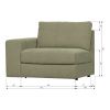 Zelený látkový koncový modul Flaireen 115 cm, levý