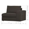 Antracitově šedý látkový koncový modul Flaireen 115 cm, pravý