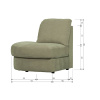 Zelený látkový koncový modul Flaireen 93 cm, levý