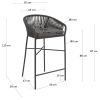 Černá pletená barová židle Kave Home Yanet 80 cm