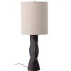 Hnědá terakotová stolní lampa se lněným stínidlem Bloomingville Sergio