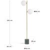Matně bílá skleněná stojací lampa Kave Home Lonela 161 cm s mramorovou podstavou