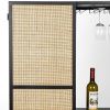 Černá lakovaná vinotéka s ratanovou výplní WLL GUUJI 80 x 38 cm -fv-interier-25