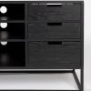 Černý lakovaný TV stolek s ratanovou výplní WLL GUUJI 150 x 38 cm -fv-interier-25