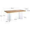 Dubový jídelní stůl Kave Home Lotty 180 x 100 cm se skleněnou podnoží