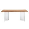 Dubový jídelní stůl Kave Home Lotty 160 x 90 cm se skleněnou podnoží