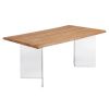 Dubový jídelní stůl Kave Home Lotty 160 x 90 cm se skleněnou podnoží
