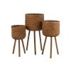 Set tří hnědých ratanových květináčů J-line Joix 55/65/75 cm