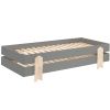 Šedá lakovaná stohovatelná postel Vipack Modulo Arrow 90 x 200 cm