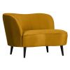 Okrově žluté sametové lounge křeslo Norma 112 cm, levé