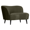 Lovecky zelené sametové lounge křeslo Norma 112 cm, levé