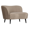 Béžové sametové lounge křeslo Norma 112 cm, levé