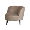 Béžové sametové lounge křeslo Norma 112 cm, levé