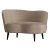 Béžové sametové lounge křeslo Norma 112 cm, levé